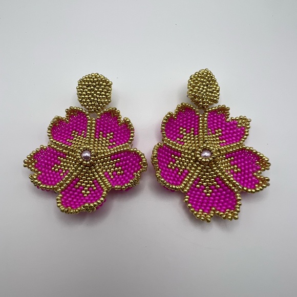 Elegant Chic Beaded Flower Earrings - Boho Chic Flower Earrings - Picture 5 of 8